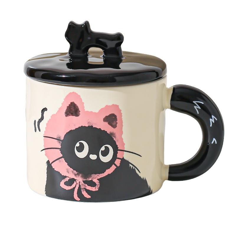Cute Cat Cup Office Mug with Lid Water Cup Ceramic Couple Gift Souvenir Gift Box Birthday Creativity