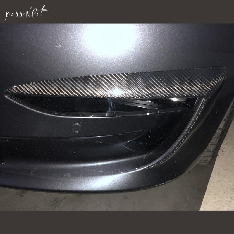 Для TESLA MODEL 3 Аксессуары для стайлинга автомобиля Углеродное волокно Воздушный нож Внешняя отделка 1 пара Передняя губа свет украшение для бровей