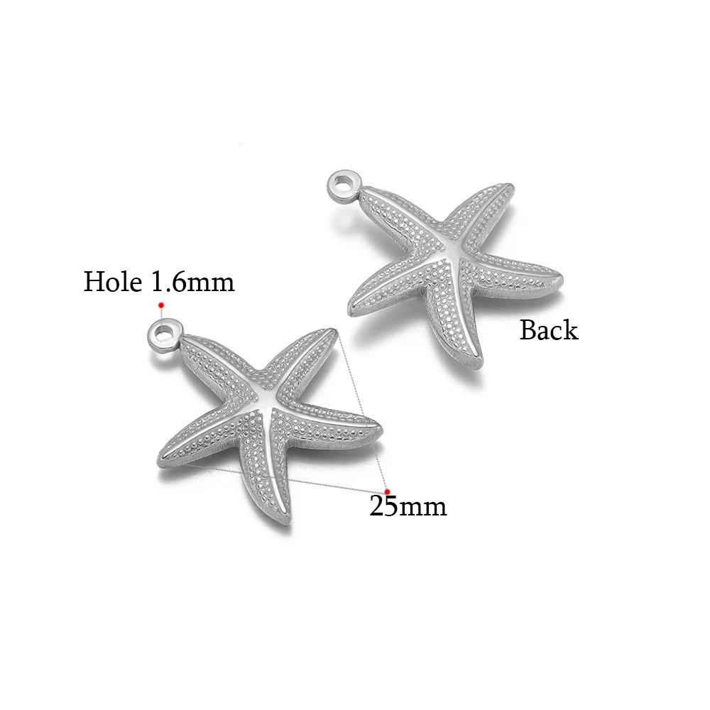 5pcs Gold Starfish Shell Charms for DIY Jewelry Accessories Stainless Steel Necklace Pendant Bracelets Findings Earrings Making