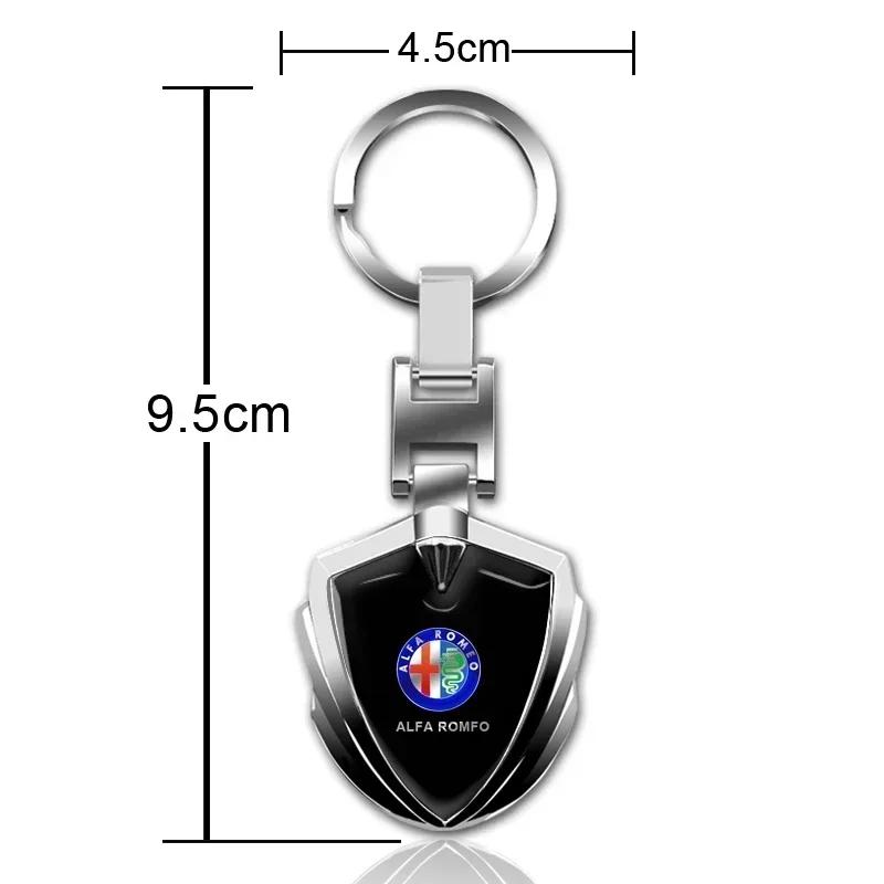 For Alfa Romeo Car Logo Stying 3D Metal Key Rings Shield Shaped Keychain For Alfa Romeo serpent Giulia 159 156 MITO Stelvio 147 