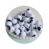 100PCS Round Acrylic Black and White LOVE Heart Beads for Jewelry Making DIY Bracelet Keychain Beaded Pen Handmade Craft Supply