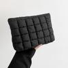 Puffy Cotton Clutch Bag Zipper Cosmetic Bag Elegant Quilted Padded Makeup Bag  Women