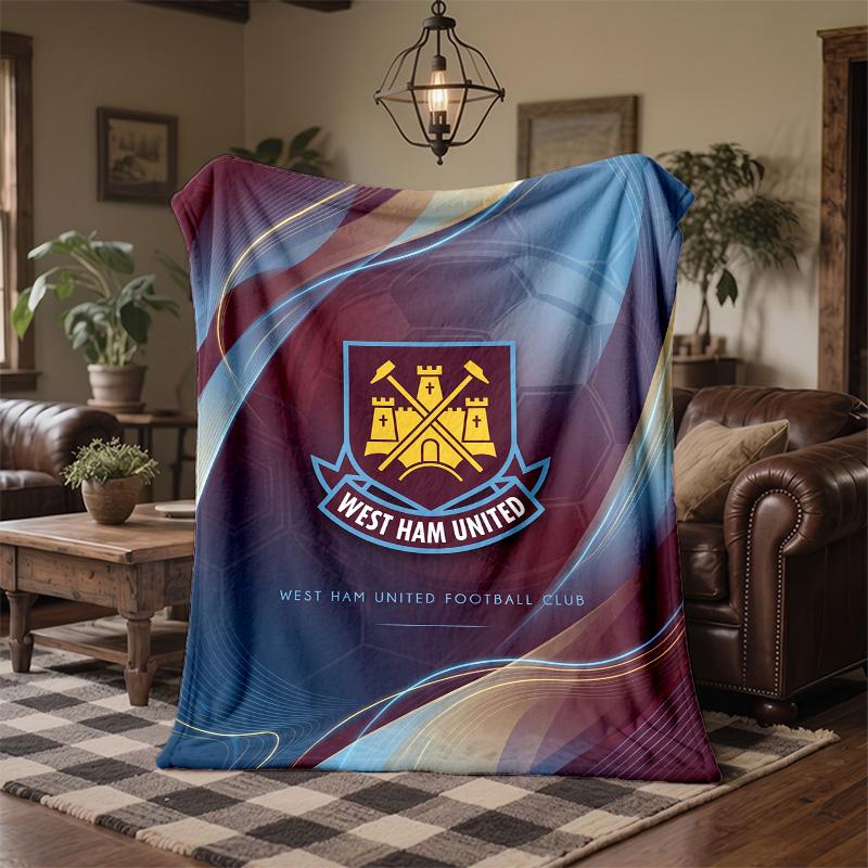 West Ham United Football Print Flannel Blanket Soft Warm Sofa Bed Throw Blanket For Home Office Bedroom