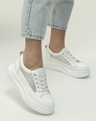 Кроссовки с сеткой Prima d'Arte 6100 36 белые кожа текстиль