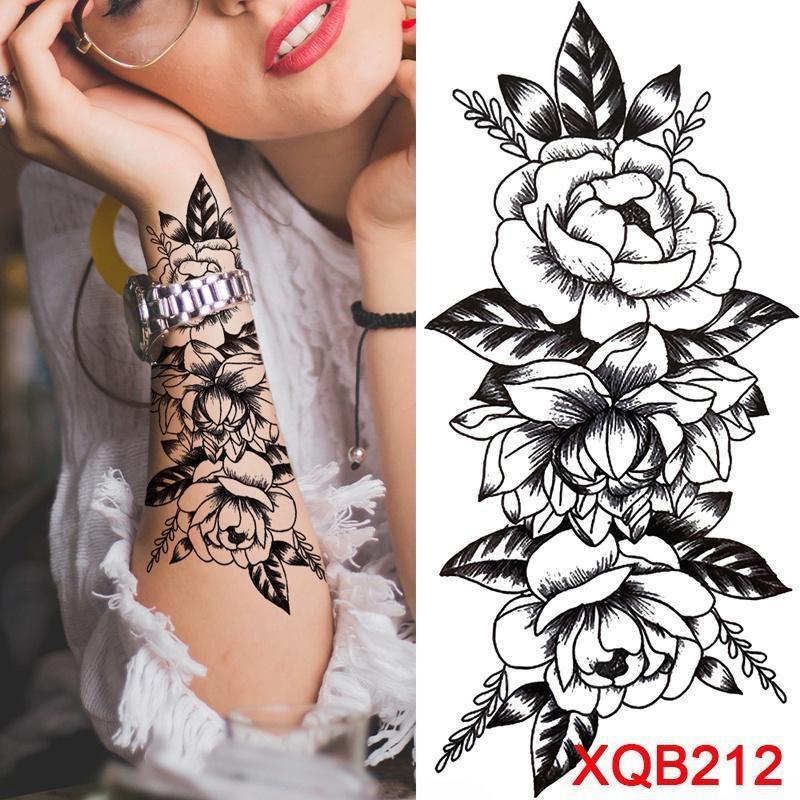 1 шт. татуировка наклейка водонепроницаемая временная татуировка дамы пион Дейзи олень луна цветок татуировка черный череп татуировка боди-арт нога татуировка всего тела наклейка