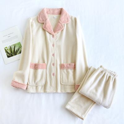 Зимняя флисовая пижама из кораллового флиса, сохраняющая тепло, для женщин и мужчин, для пар, простые однотонные пижамные комплекты с длинными рукавами