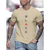 Mens Alphabets Print Crew Neck Casual Short-Sleeve T-Shirt - Soft Slight Stretch Polyester Fabric, Machine Washable, All-Season Wear