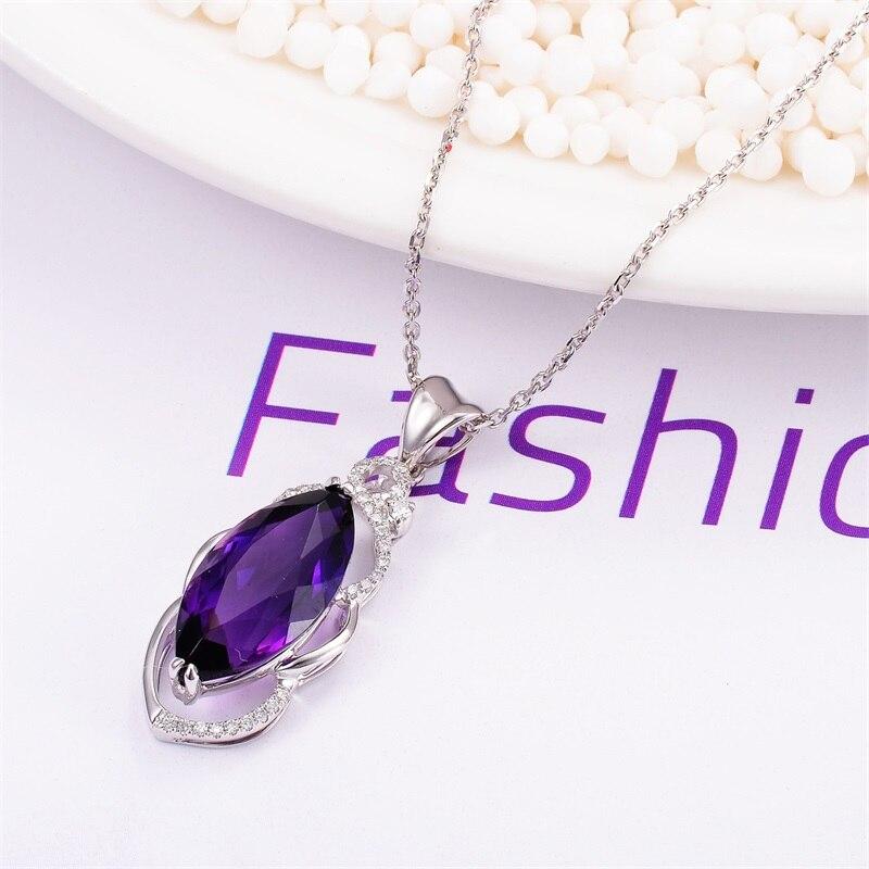 BELLA BOX Классическое ожерелье с подвеской для женщин с фиолетовым цирконом, роскошные помолвочные украшения