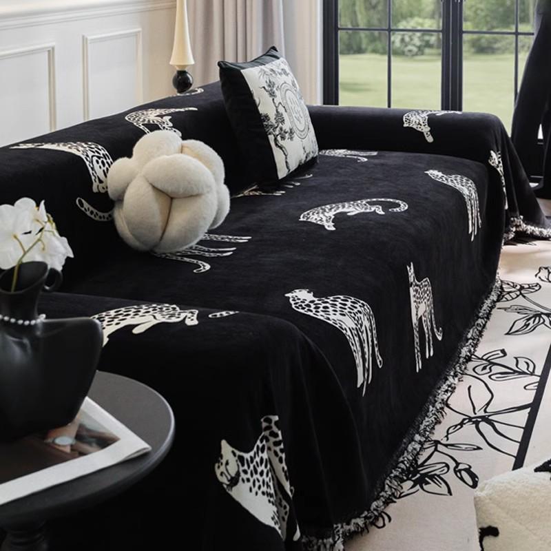 Home Chenille Leopard Sofa Mat Throw Blankets  All-season Camping Picnic Blanket Cover Sofa Cover