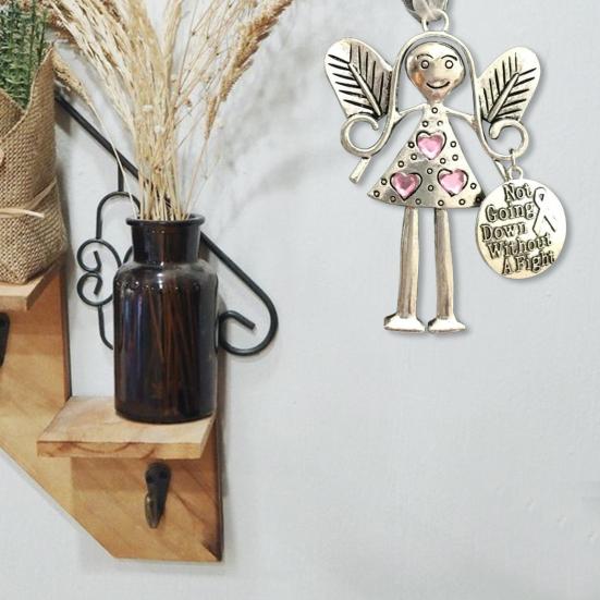 Angle Girl Hanging Decoration Iron Art Silver Color Wing Love Heart Rhinestone Carved Words Friendship Ornament Pendant Birthday Festival Gift