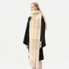 Wool Blended Macaron Color Tassel Plaid Scarf Women's Winter Extra Soft Atmosphere Shawl