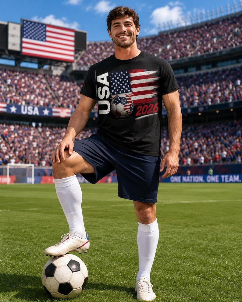 USA Soccer Fan T-Shirt 2026 | American Flag Soccer Shirt | USA World Cup 2026 Tee | Patriotic Football Fan Gift | Team USA Supporter