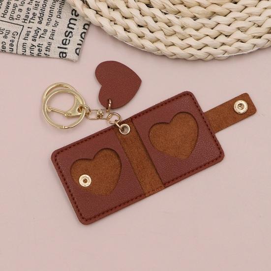 Family Photo Keychain Mini Album Faux Leather Personalized Picture Holder Retro Style Card Holder Key Ring