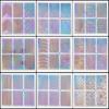 6/12/24/36pcs Laser Nail Sticker Set Holographic Adhesive Nail Art Decal Manicure Design Hollow Nail Art Sticker Manicure Tool