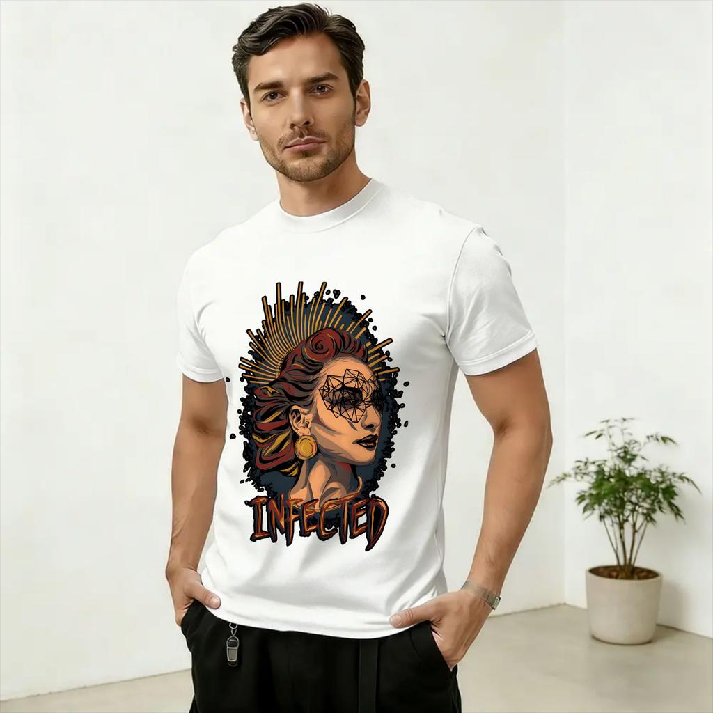 Band Infected Rain T Shirt Summer Trendy Cool TShirts Unisexs Pure Cotton ONeck Plus Size Clothing Short Sleeve Vintage Tops