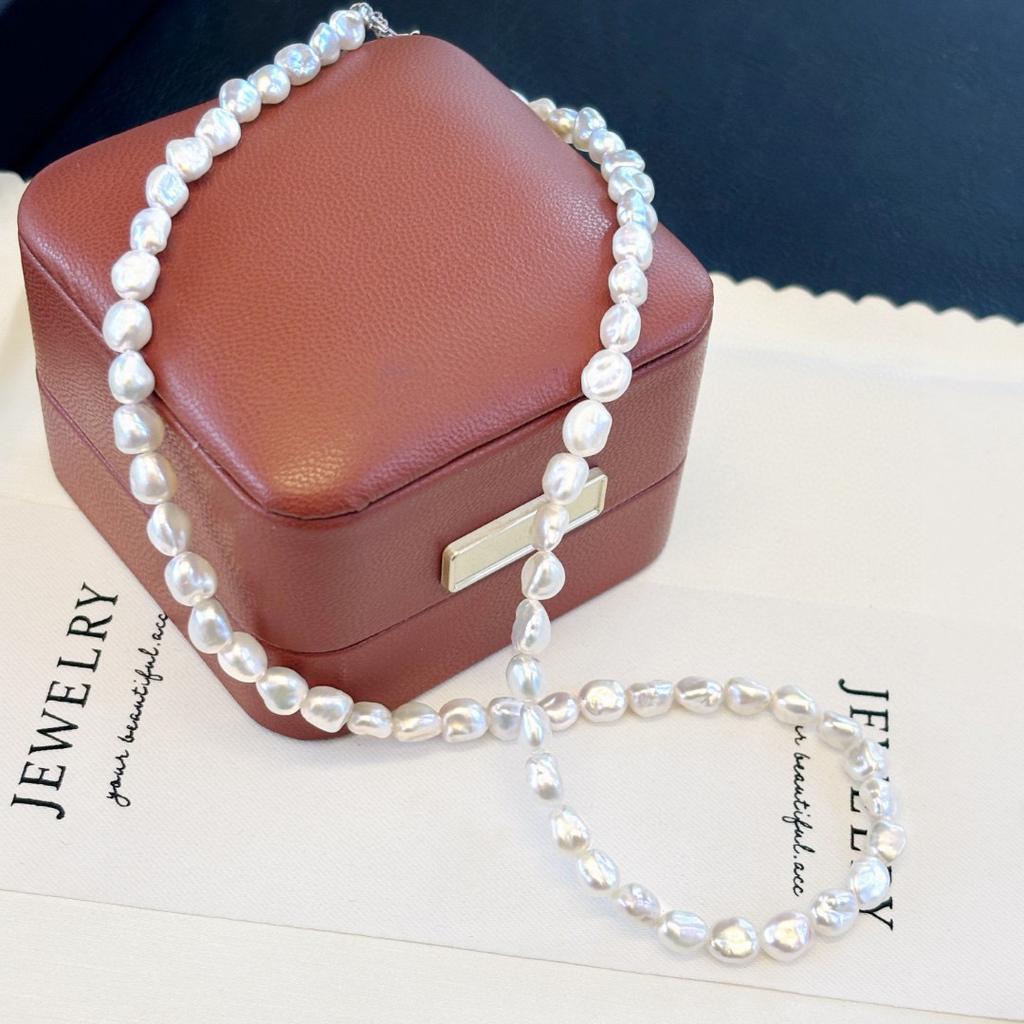 Special-shaped irregular Baroque natural freshwater pearl necklace women's S911 sterling silver fashion light luxury design collarbone chain
