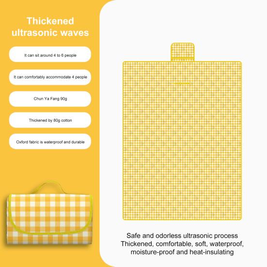 Плед для пикника с толстым хлопковым наполнителем, водонепроницаемый, легко моется, многоцелевой пляжный коврик, складной коврик для пикника с ручкой