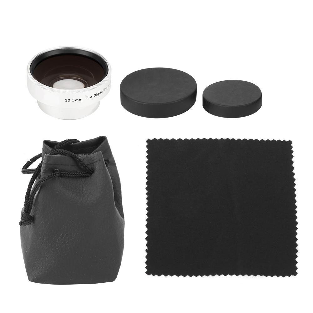 Optical Glass Silver 0.45X Camera Wide Angle Magnification Additional Lens for 30.5mm Camera Lenses