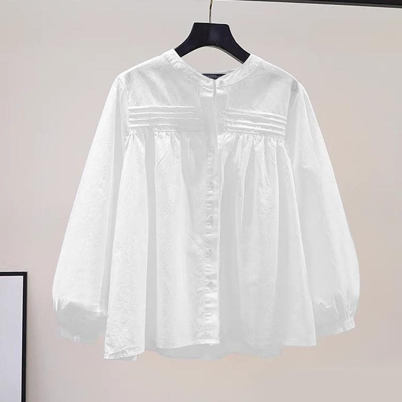 ZANZEA Women Casual Round Neck Loose Long Sleeve Plain Blouse