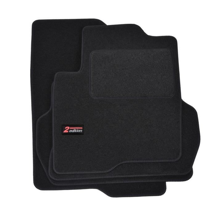 Tapis de sol - Logo - Mazda 2 - Velours noir - 4 pièces - Ajustement précis
