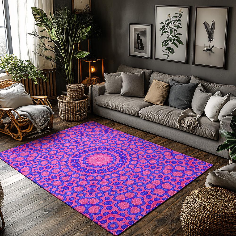 Floral Area Rug Washable Non Slip Indoor Outdoor Carpet Modern Abstract Pattern Home Decor Living Room Bedroom Floor Mat