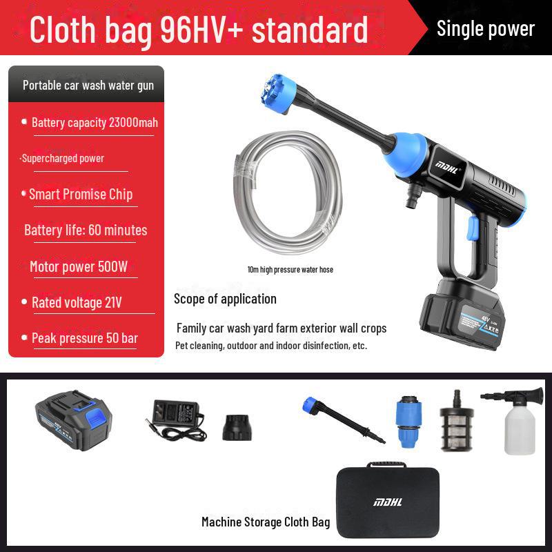 Rechargeable High-Pressure Wireless Car Wash Spray Gun with Lithium Battery