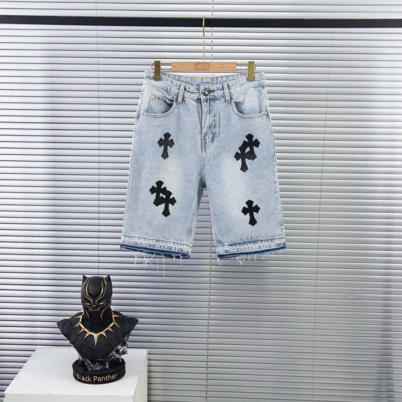 Vintage Washed Denim Shorts With Metal Accents Unisex Straight Fit Punk Style Cotton Blend