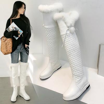 Женские зимние сапоги, удобные водонепроницаемые сапоги на плоской подошве большого размера, теплые плюшевые сапоги до колена