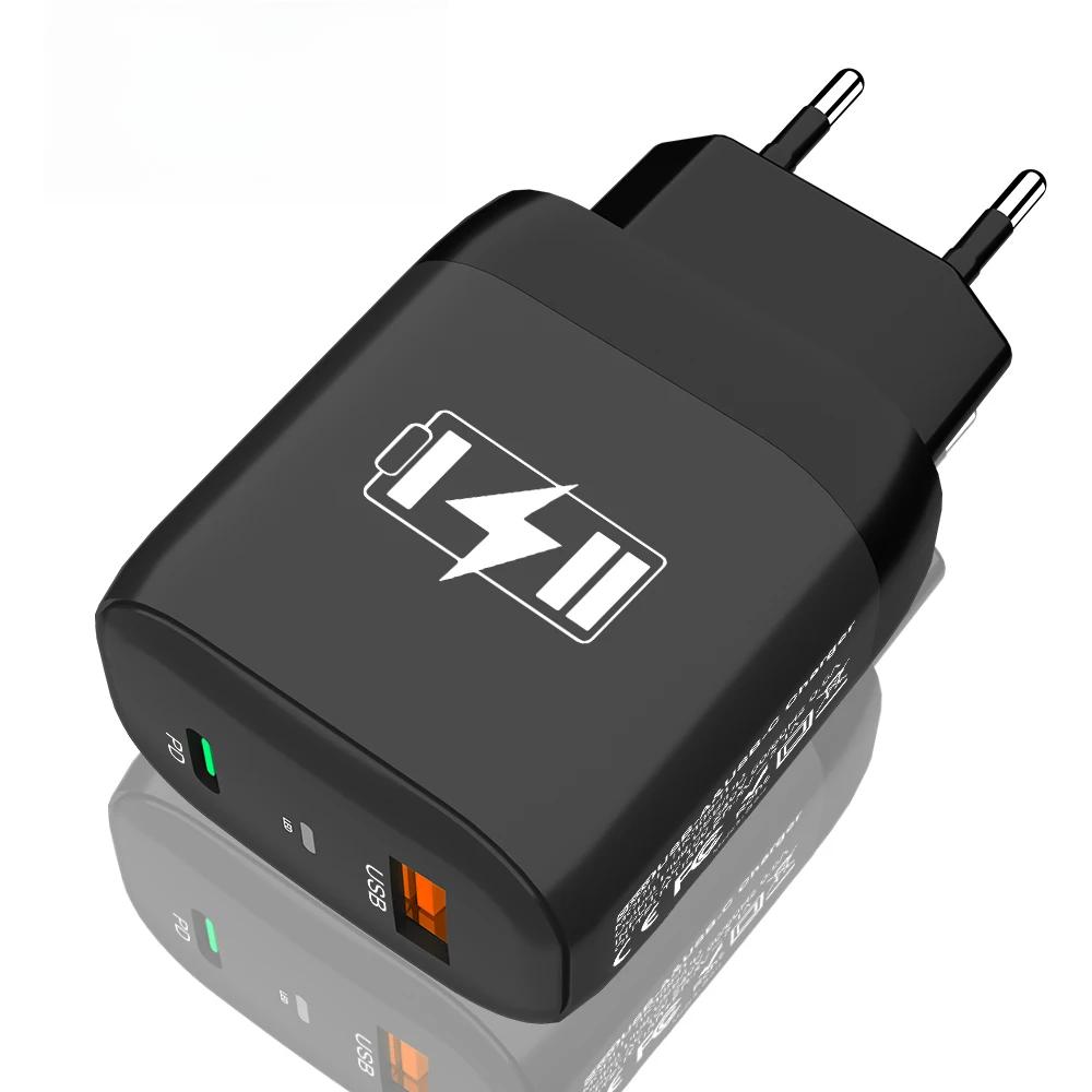 Настенный адаптер с 2 портами 2.4A USB PD дорожное зарядное устройство вилка EU US для iPhone Xiaomi Samsung Huawei