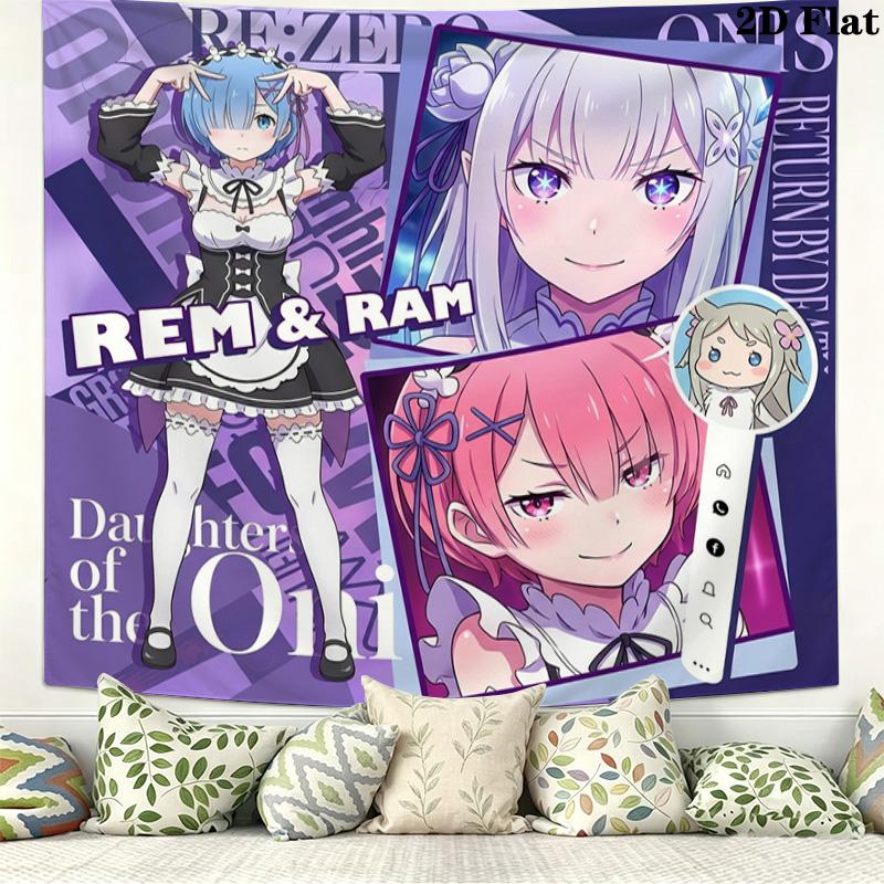 Re Zero Wall Tapestry Aesthetic Wall Hanging Printed Fabric Blanket Decorative Tapestries For Bedroom Living Room Home Decor