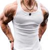 Мужской летний жилет с круглым вырезом без рукавов, облегающие майки с широкими бретелями, ребристый сплошной цвет, повседневный спортивный жилет, быстросохнущий фитнес-топ