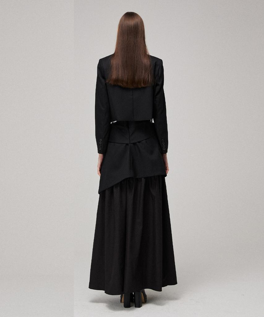 Meuameu Blazer Crop Layered Skirt