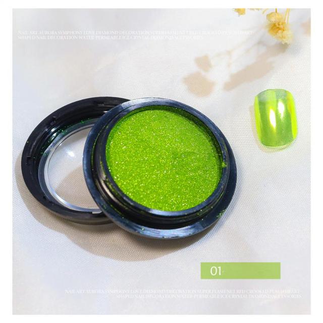 Mirror Nail Powder Pigment Fresh Light Green Rubbing On Nail Art Glitter Dust Chrome Aurora Green Manicure DIY Nails Decorations