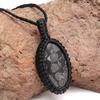 Черный ископаемый драгоценный камень, нить Holloween Gifted Jewelry Macrame Ожерелье 20-32 дюйма