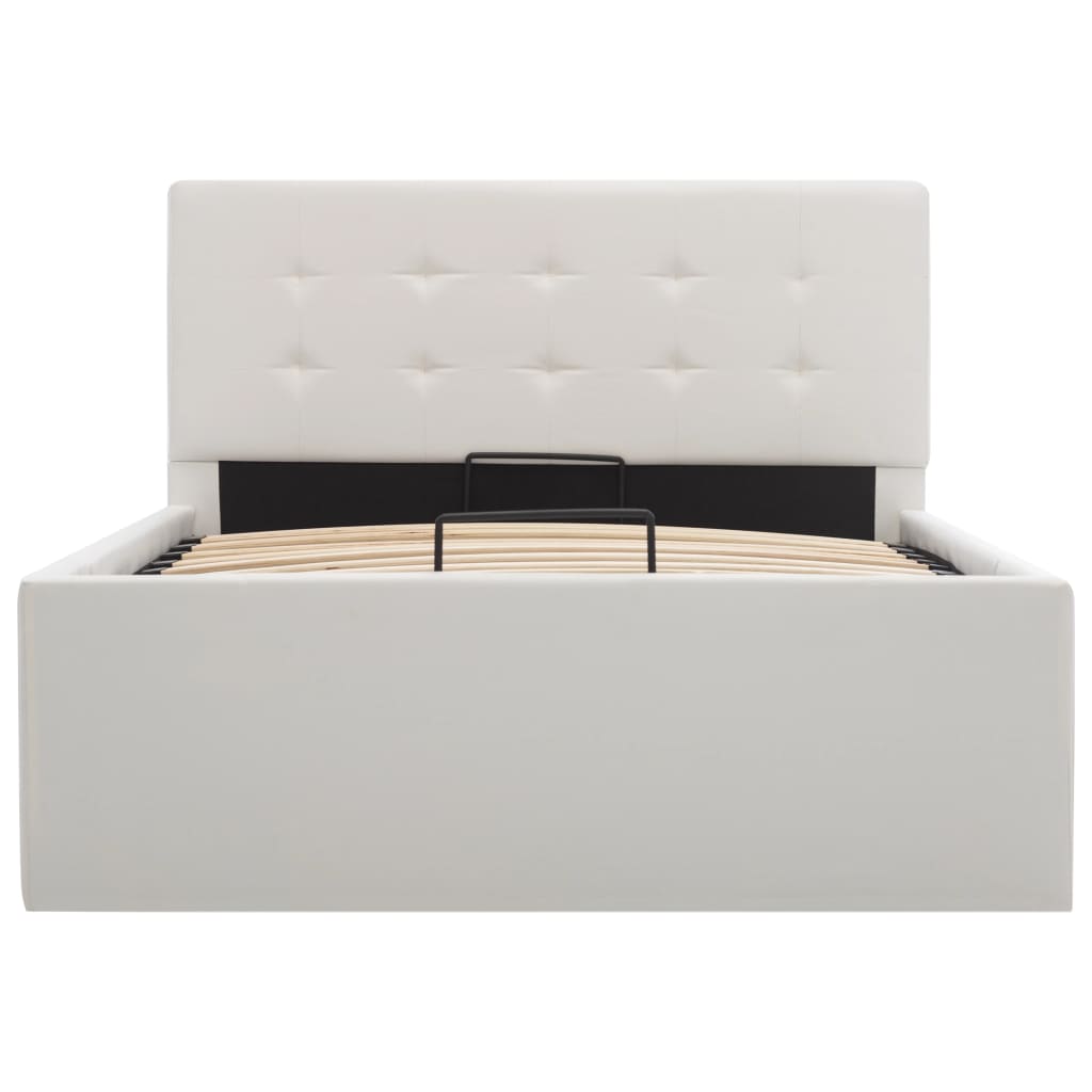 Storage Bed Hydraulic White Faux Leather 100*200 cm