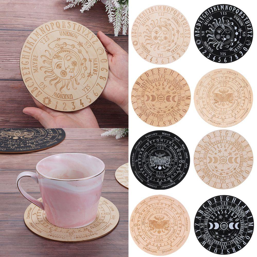 Остроконечный со звездами, солнцем и луной, кошачий узор, черно-белый цвет, ломтик деревянной основы, деревянная маятниковая доска