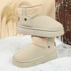 Fashion Color Block Suede Flat Shoes Winter New Round Toe Warm Non-slip Wear-resistant Snow Boots