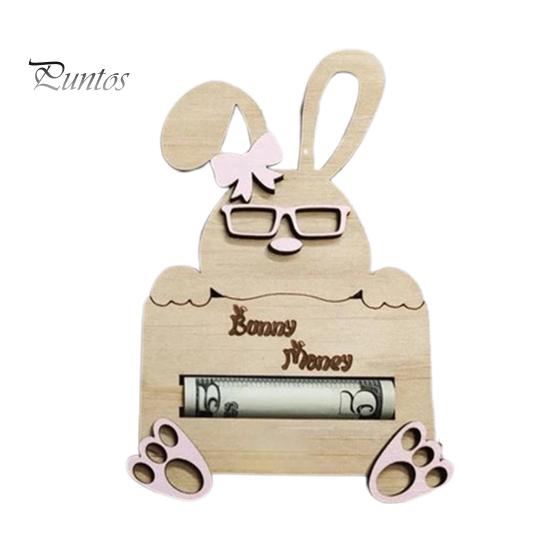 Easter Money Holder Wooden Rabbit Card Cash Holder Easter Bunny Gift Card Holder for Money Tree Table Centerpiece Decoration