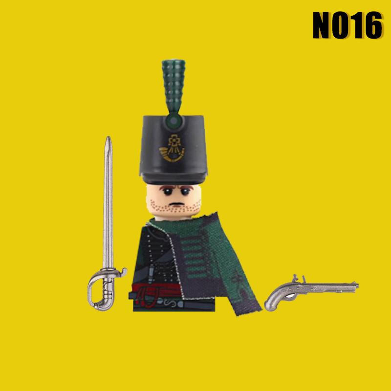 Medieval Napoleonic Knight Soldier Figures Building Blocks Miliatry War Infantry Guard Sword Cloak Flag Backpack Bricks Toy Gift