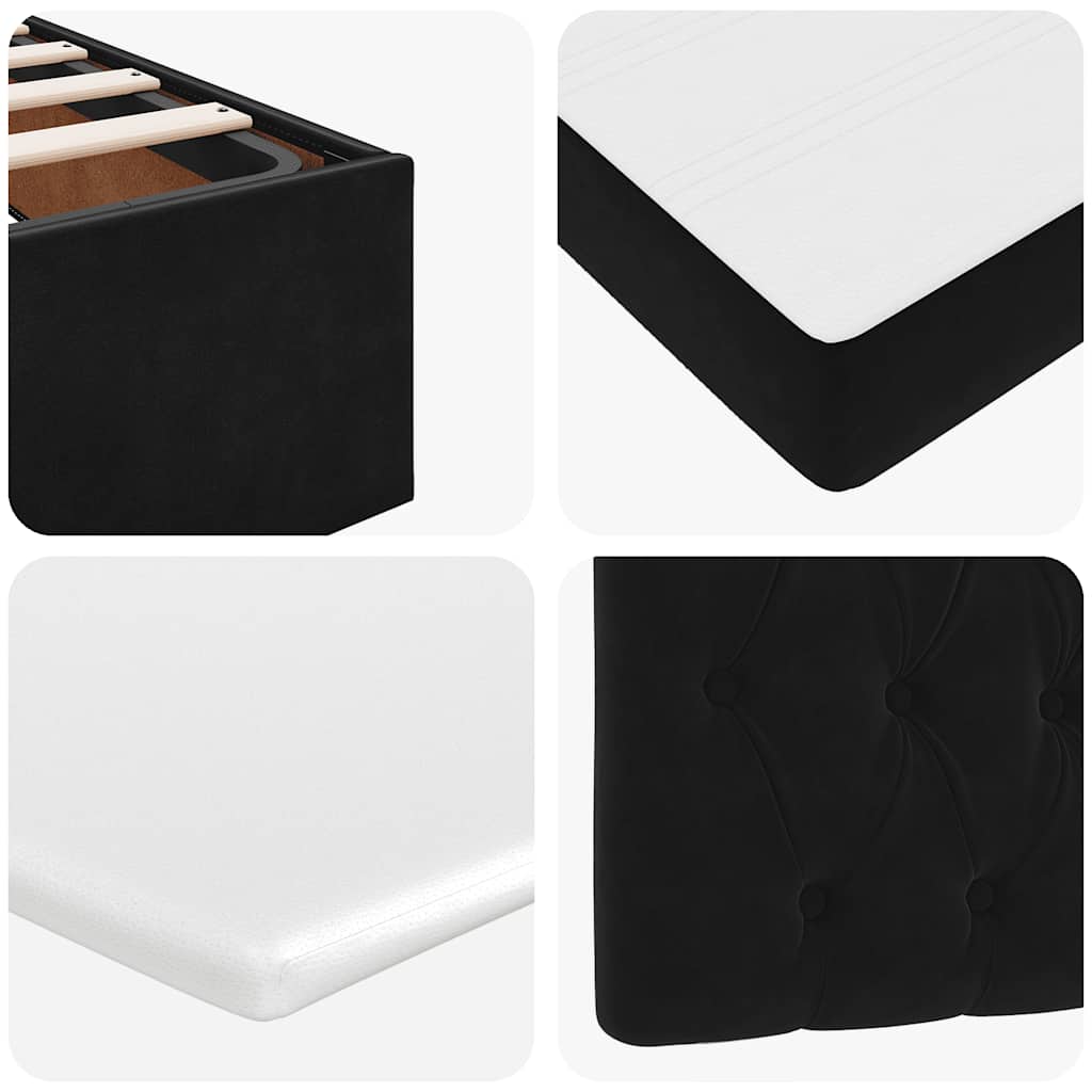 Ottoman Bed with Mattress Black 180x200 cm Velvet