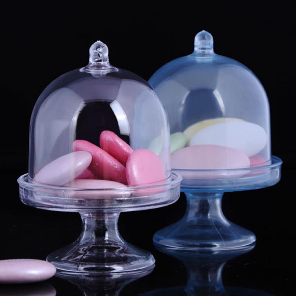 12pcs With Dome Cover Small Cake Display Stand Mini Size Cake Plate With Lid Dessert Tray Tea Party