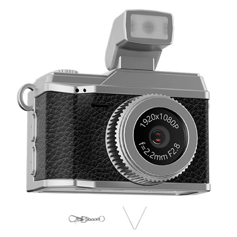 Retro Keychain Camera 0.96 Inch Screen High Definition 1080P With Flash Portable For Students Sports And Life Recording