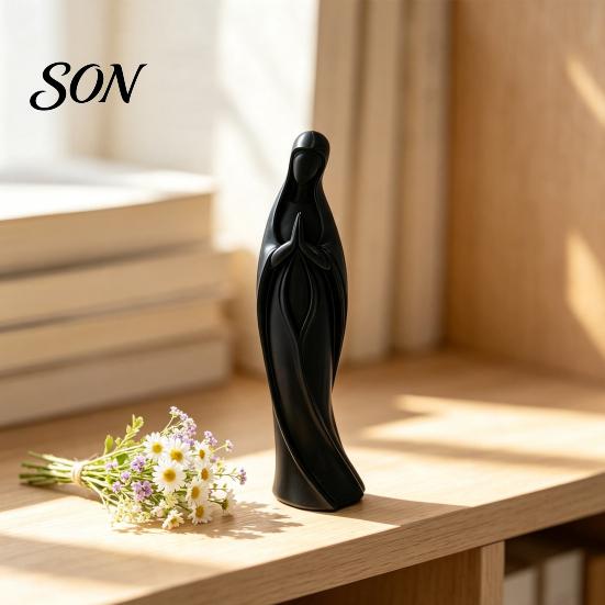 Virgin Mary Statue Praying Statue, Minimalist Blessed Sculpture, Sacred Prayer Sculpture Religious Figurine for Home Altar Desktop Decor Resin