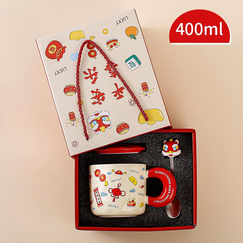 Кружка в подарок на Праздник Весны с крышкой и ложкой, милая керамическая чашка для воды для девочки, мультяшная, для офиса, парная кружка