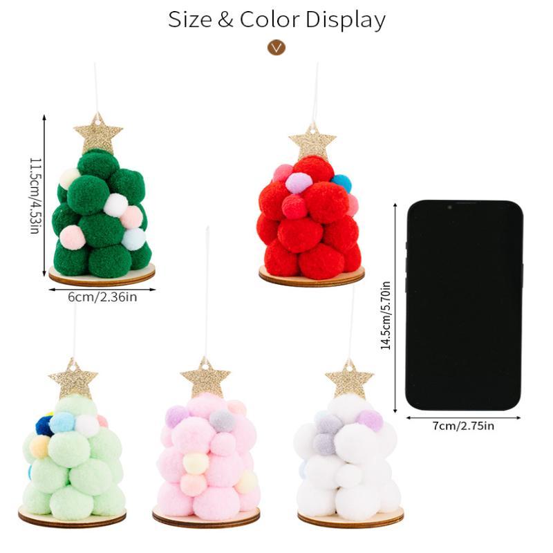 Christmas Tree Ornaments Lightweight Soft Fluffy Pom Poms with Gold Star Topper Ideal Xmas Gift for Family