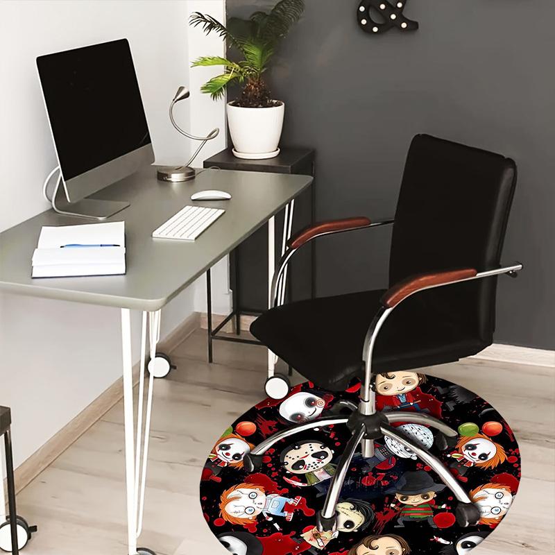 1pc Halloween Horror Characters Round carpet, Made of Polyester,Perfect for Decorating Office Chairs, Living Rooms,fplt181