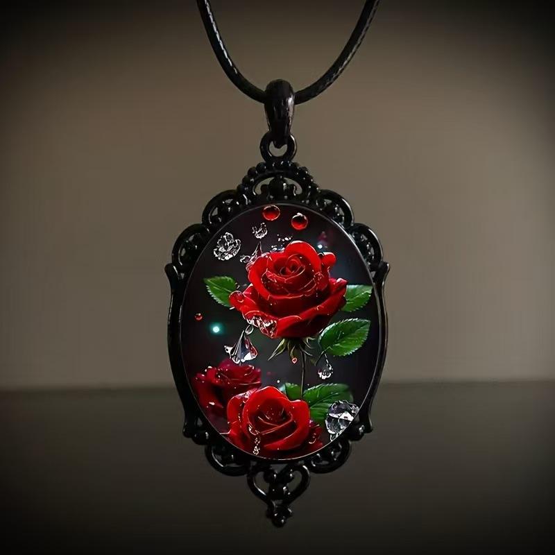 Винтажное Овальное Стеклянное Сплавное Подвеска Ожерелье Украшения