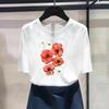 Женская футболка с азиатским размером и принтом, цветочный стиль, тренд 90-х годов, повседневная женская летняя футболка с графическим принтом, модная футболка с коротким рукавом