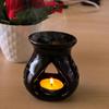 Ceramic Clay Candle Operated Aroma Burner (Black; 9 Cm)
