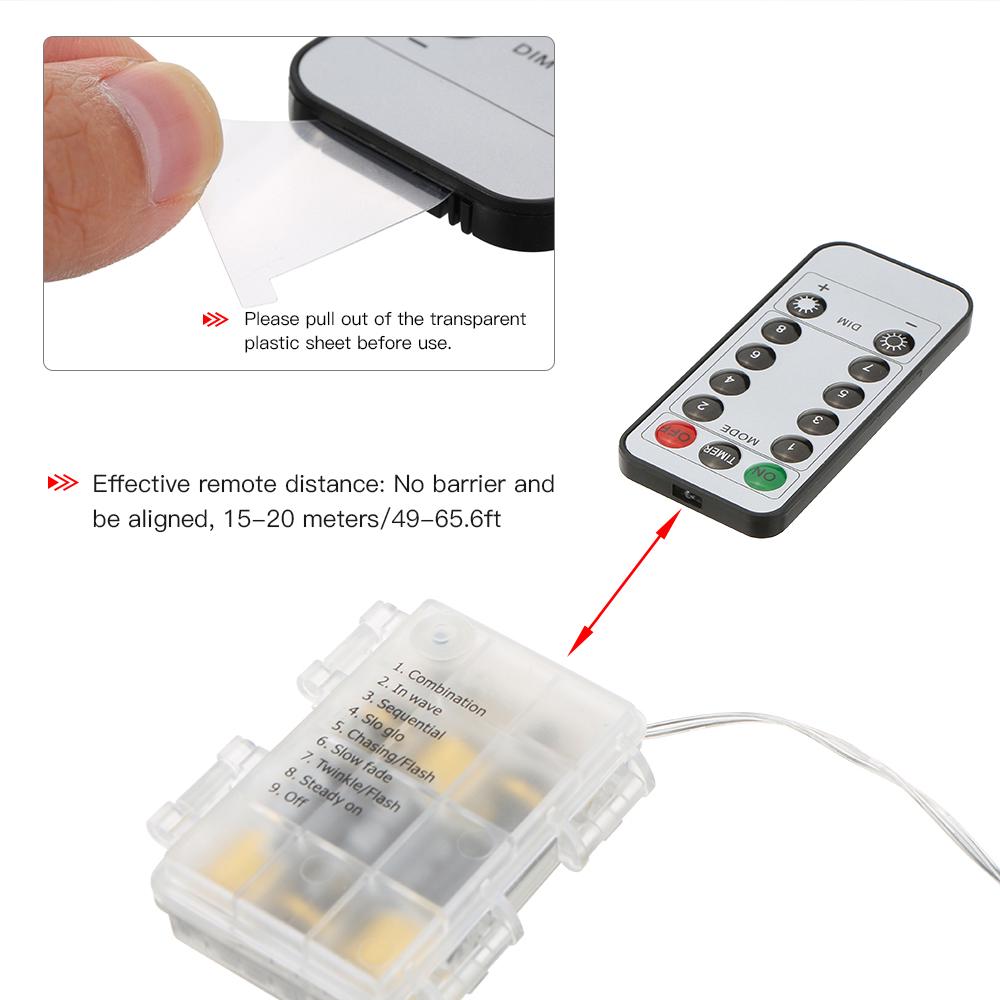 Tomshine 0.6W 10M/32.8Ft 80LED гирлянда с пультом дистанционного управления разноцветная работающая от батареек